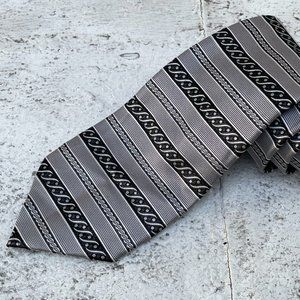 RBM Collection Men Tie 100% Silk Necktie Classic Gray Tie Striped Ties
